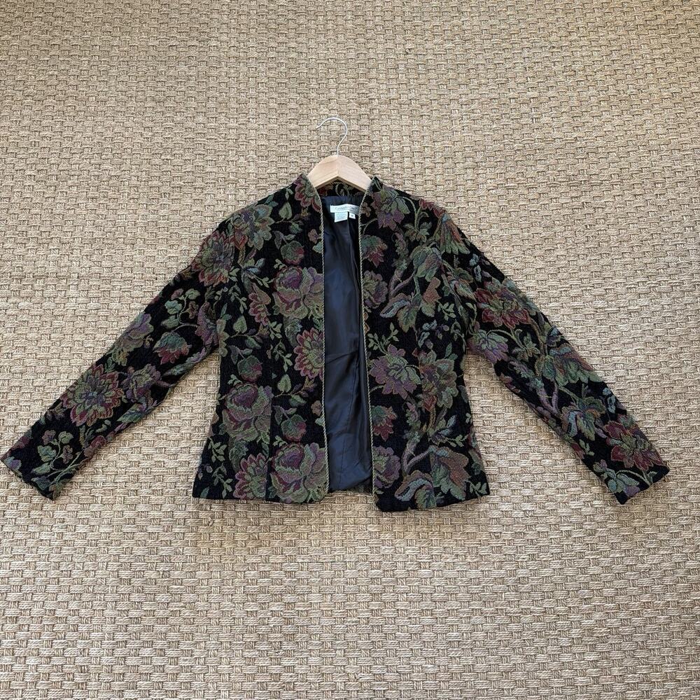 VTG Coldwater Creek Floral Tapestry Blazer Women’s Sz 8p Open-Front Collarless - Picture 7 of 9